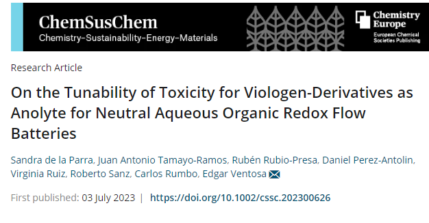 Research of our colleague Dr. Perez about organic redox species